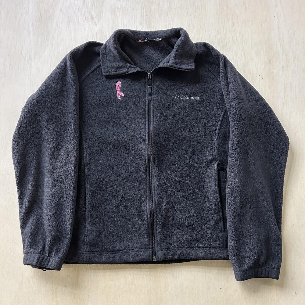 Columbia Jacket Womens XL Black Fleece Full Zip‎ Collared Lined Pockets